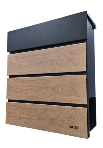 Buzón Toledo Negro y Madera para Cartas